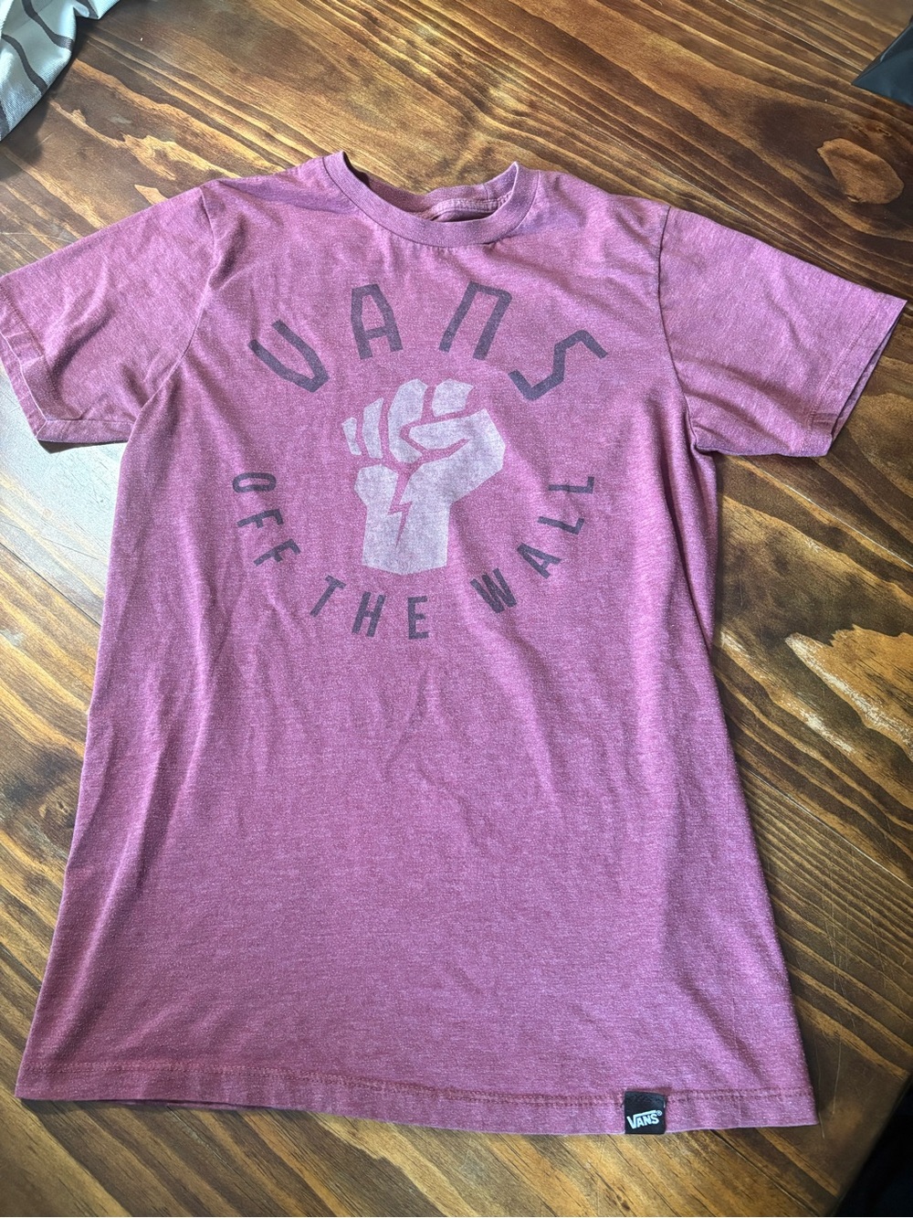 Vans Men's Heathered Burgundy Short Sleeve Tee with Graphic Logo